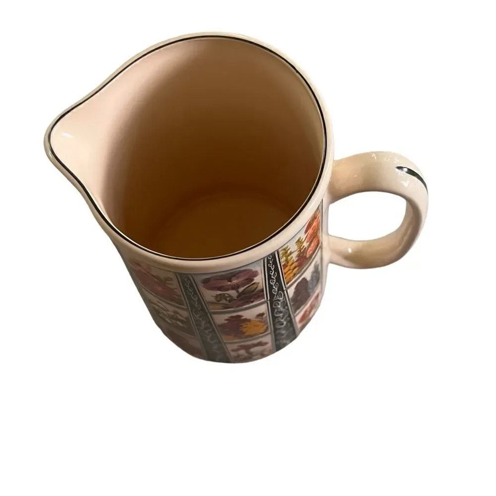 Vintage Amberglade 1970’s Stoneware Wildflowers Pitcher Made in England